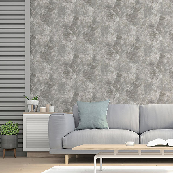 Barney Grey Brushed Strokes Wallpaper