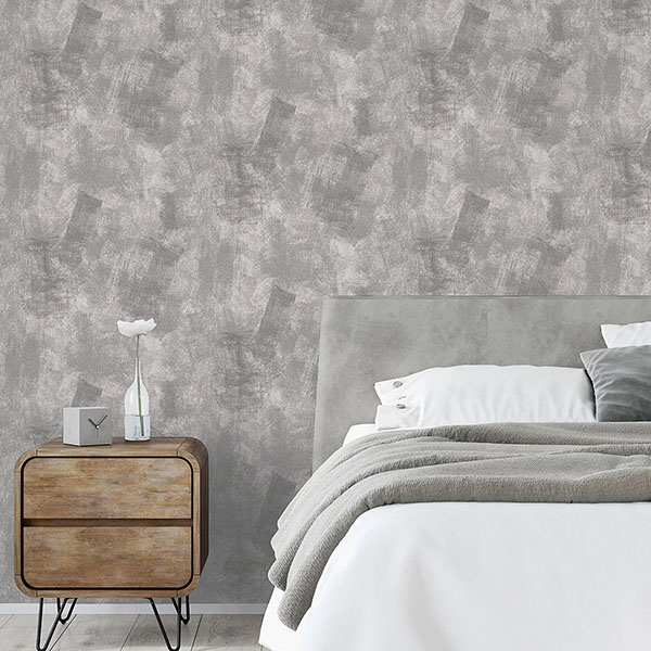 Barney Grey Brushed Strokes Wallpaper