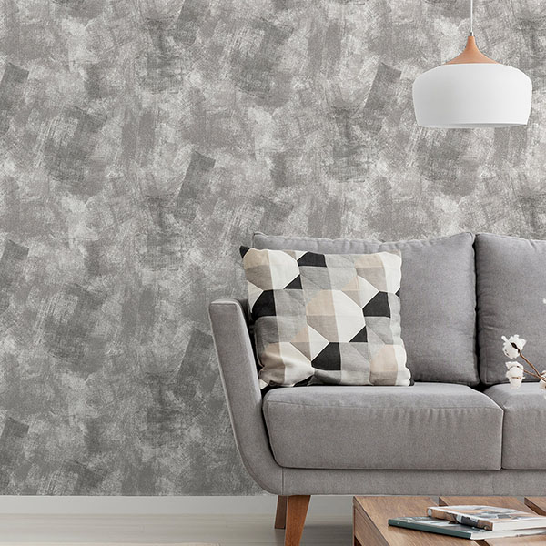 Barney Grey Brushed Strokes Wallpaper
