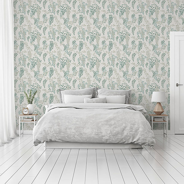 Manami Green Wisteria Wallpaper