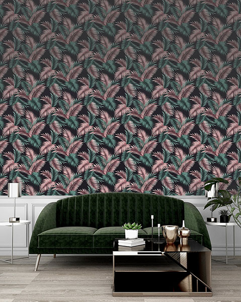 Eliza Sea Green Palm Fronds Wallpaper