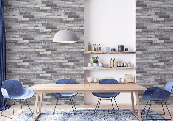Wallace Grey Wood Tile Wallpaper