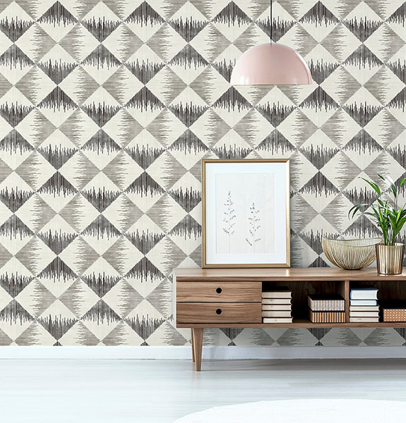 Reuben Grey Ikat Wallpaper