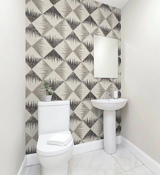 Reuben Grey Ikat Wallpaper