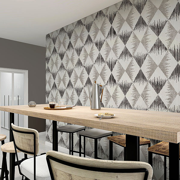 Reuben Grey Ikat Wallpaper