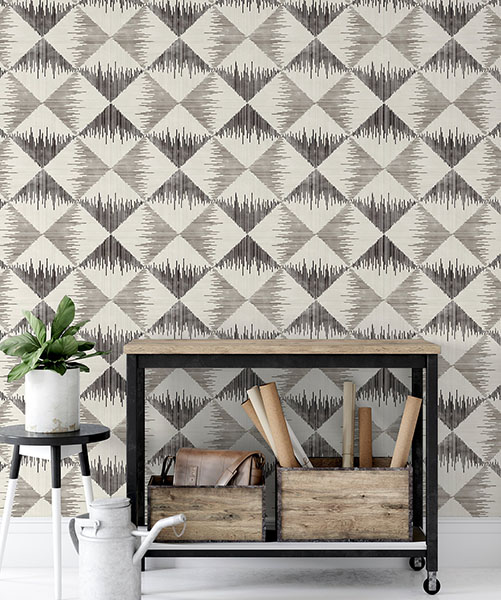 Reuben Grey Ikat Wallpaper