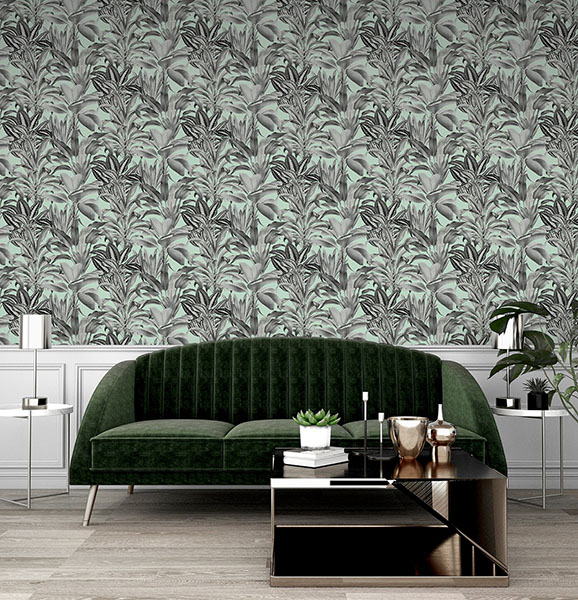 Alice Mint Greenhouse Wallpaper