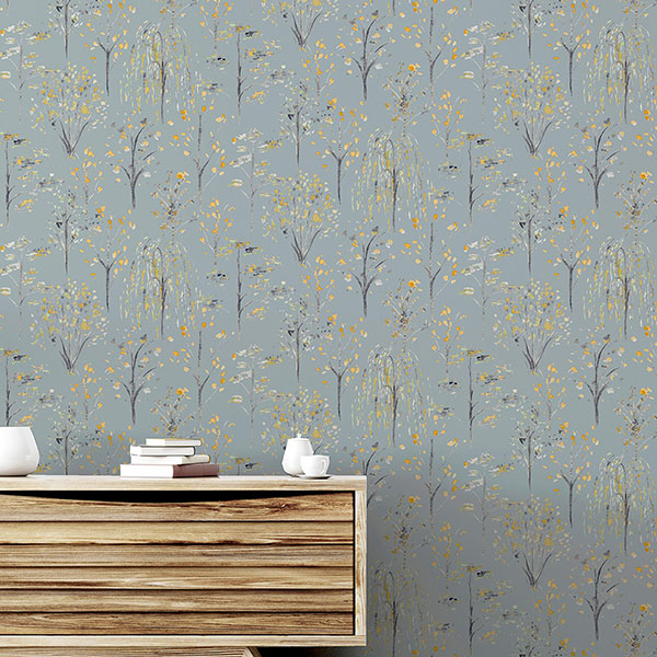Mayumi Yellow Birch Grove Wallpaper