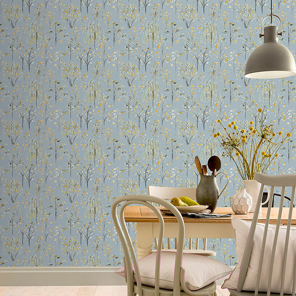Mayumi Yellow Birch Grove Wallpaper