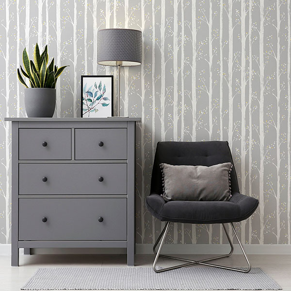 Florence Grey Forest Wallpaper