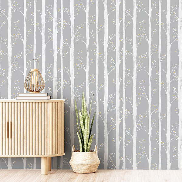 Florence Grey Forest Wallpaper