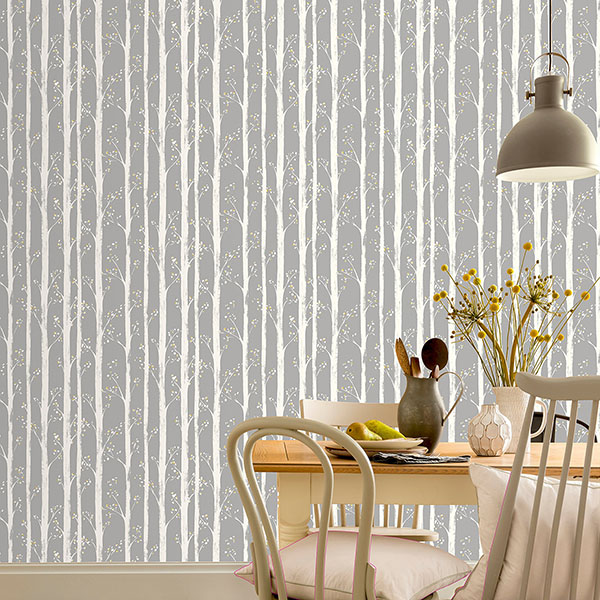 Florence Grey Forest Wallpaper