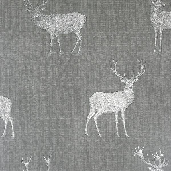 Hank Grey Stag Wallpaper