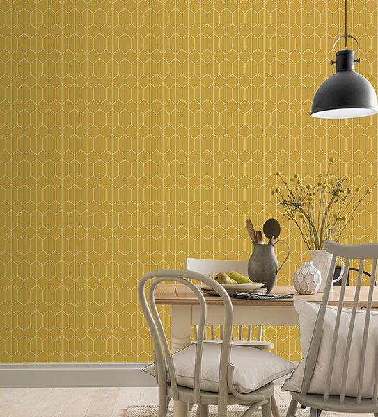 Orson Yellow Trellis Wallpaper