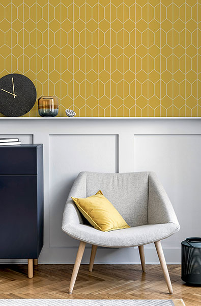 Orson Yellow Trellis Wallpaper