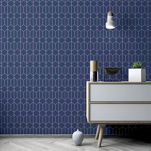 Orson Navy Trellis Wallpaper
