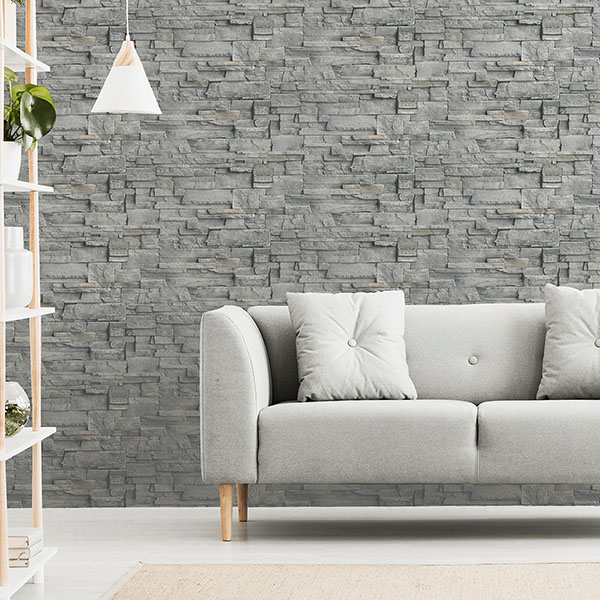 Cornell Grey Slate Wall Wallpaper