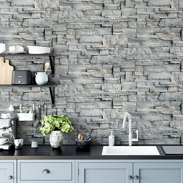 Cornell Grey Slate Wall Wallpaper