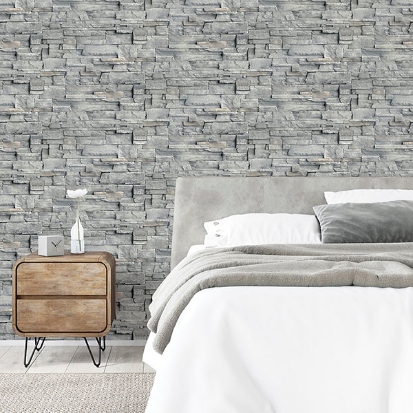 Cornell Grey Slate Wall Wallpaper