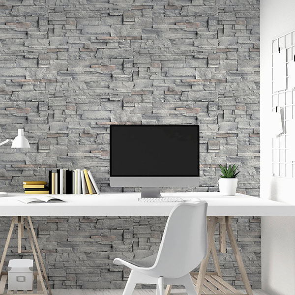 Cornell Grey Slate Wall Wallpaper
