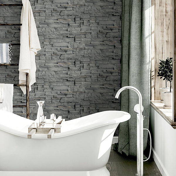 Cornell Grey Slate Wall Wallpaper