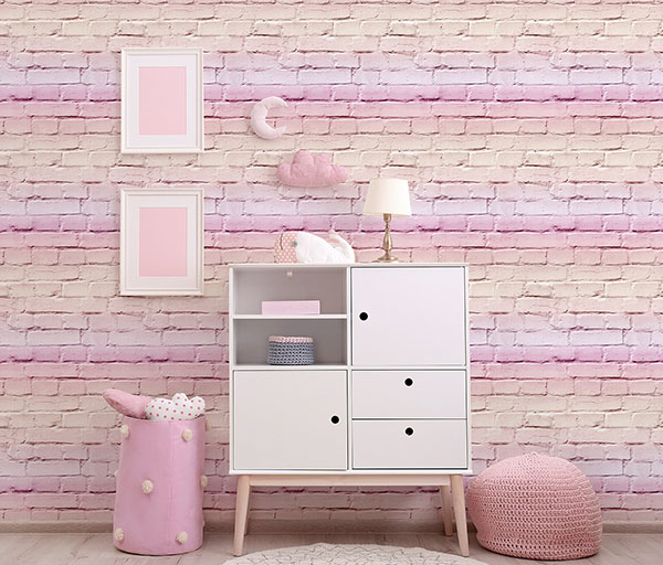 Winifred Pink Ombre Brick Wallpaper