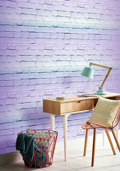 Winifred Lavender Ombre Brick Wallpaper