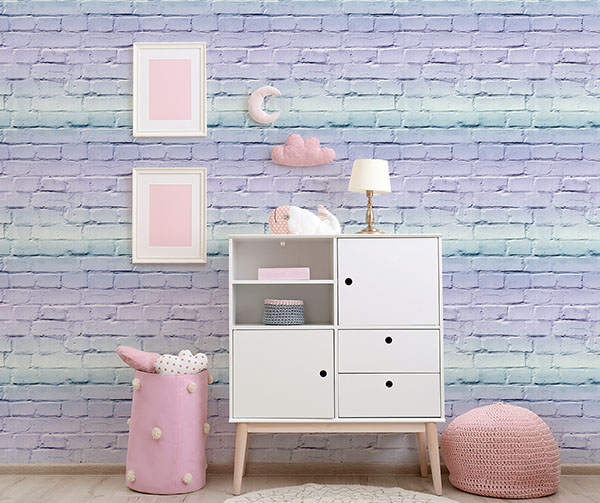 Winifred Lavender Ombre Brick Wallpaper