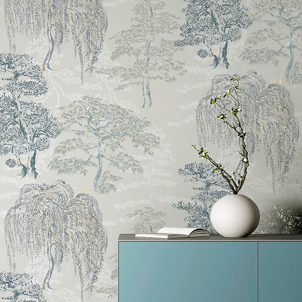 Midori Grey Trees Wallpaper