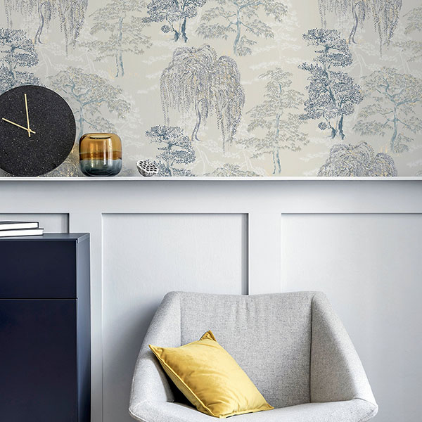 Midori Grey Trees Wallpaper