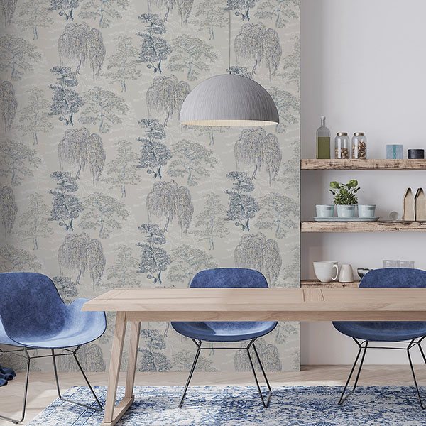 Midori Grey Trees Wallpaper