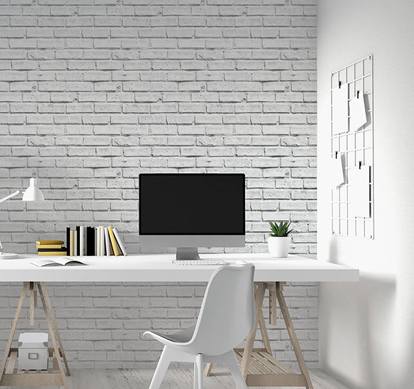 Abner White Brick Wallpaper