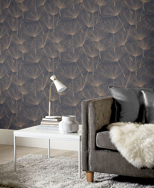 Kazue Metallic Dandelion Wallpaper