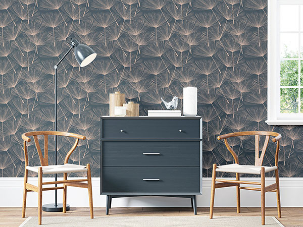 Kazue Metallic Dandelion Wallpaper