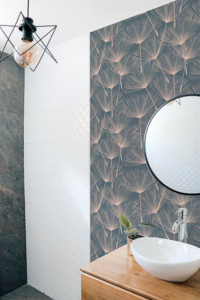 Kazue Metallic Dandelion Wallpaper