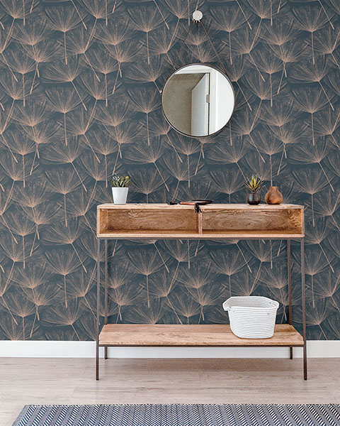 Kazue Metallic Dandelion Wallpaper