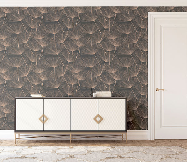 Kazue Metallic Dandelion Wallpaper