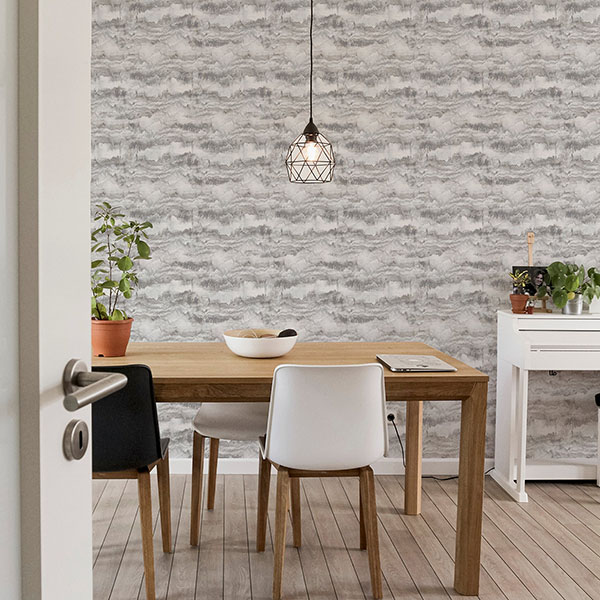 Irene Grey Painted Canvas Wallpaper