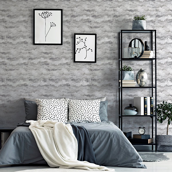 Irene Grey Painted Canvas Wallpaper
