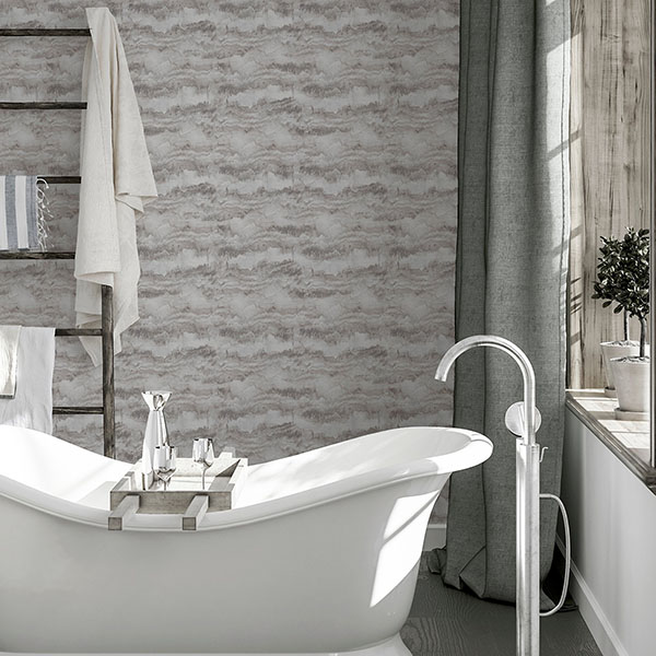 Irene Grey Painted Canvas Wallpaper