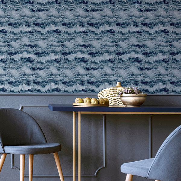 Irene Navy Painted Canvas Wallpaper