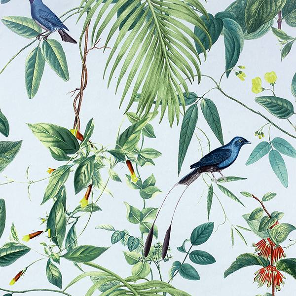 Nanette Light Blue Tropical Garden Wallpaper