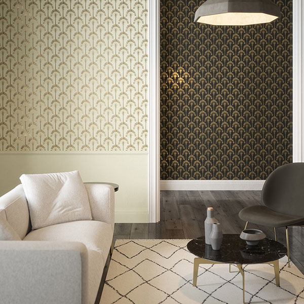 Sylvia Gold Palm Palace Wallpaper