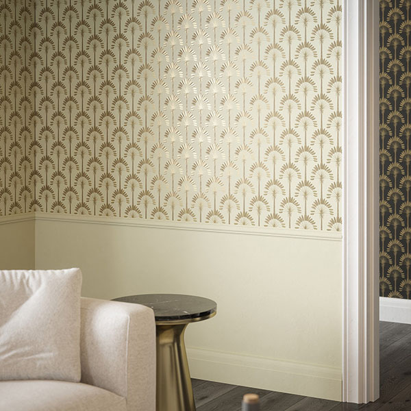 Sylvia Gold Palm Palace Wallpaper