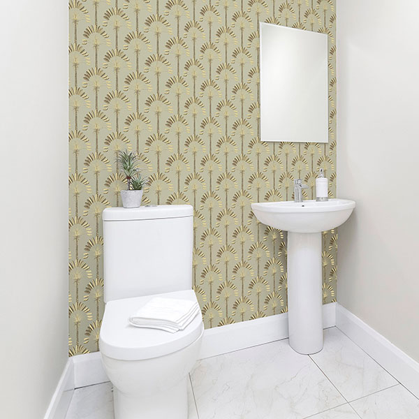 Sylvia Gold Palm Palace Wallpaper