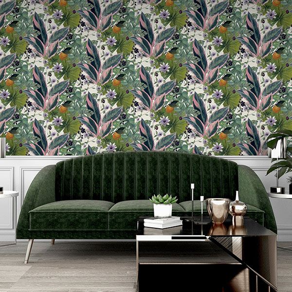 Etta White Tropical Wallpaper