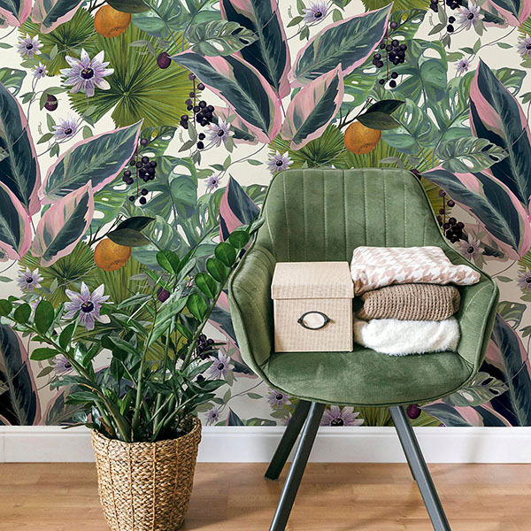 Etta White Tropical Wallpaper