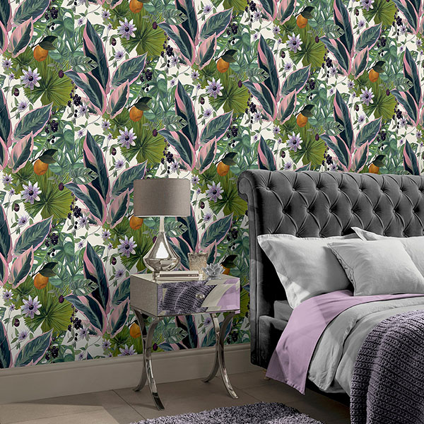 Etta White Tropical Wallpaper