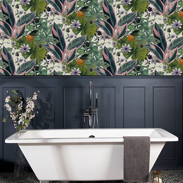 Etta White Tropical Wallpaper