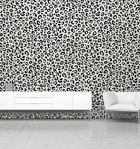 Dinah Black Leopard Print Wallpaper